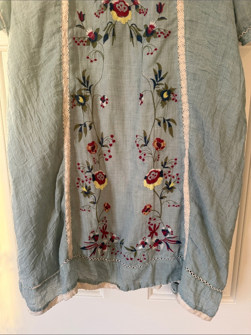 Umgee Dress Womens Large Boho Floral Embroidered Tunic Cottagecore Flirty - Picture 4 of 11